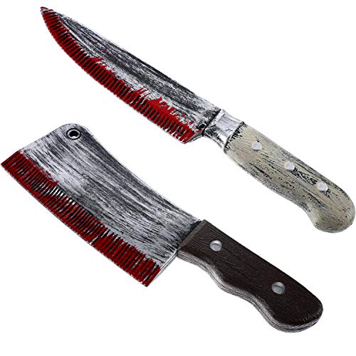 2 Pieces Plastic Bloody Knife Halloween Bloody Toy Knife for Halloween Costume Accessory (Style 3)