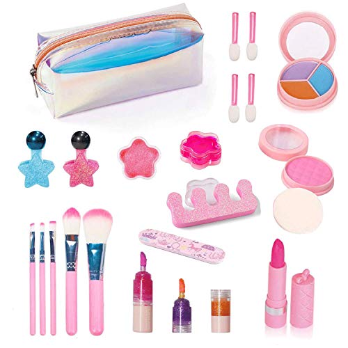 23 Pcs Kids Makeup Set with Cosmetic Bag, Washable Makeup Toy Kit, Safe ...