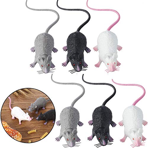Royu 6 Pieces Halloween Fake Rat Suit, Plastic Rat, Maggot Toy ...