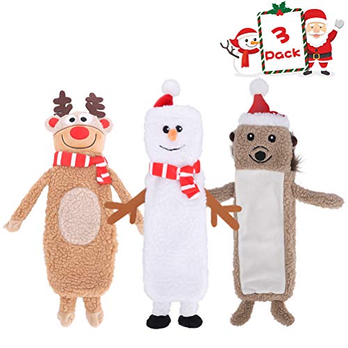 SCENEREAL No Stuffed Christmas Dog Squeaky Plush Toy 3 Pack - Christmas ...